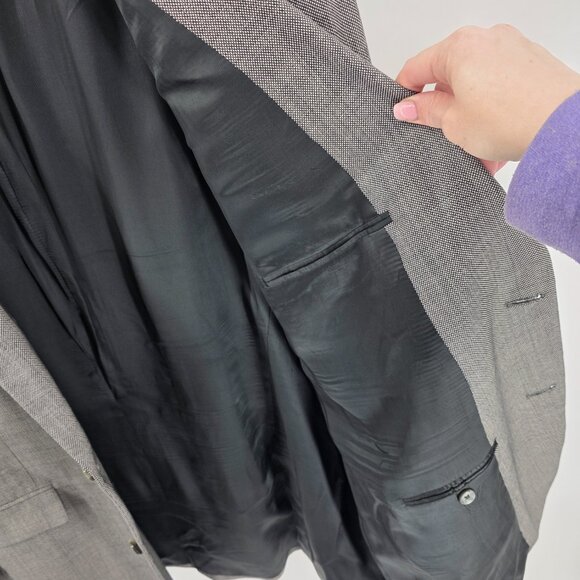 Joseph Abboud Black White Wool Blazer – Size 48R – Two-Button Sport Coat - Picture 8 of 10